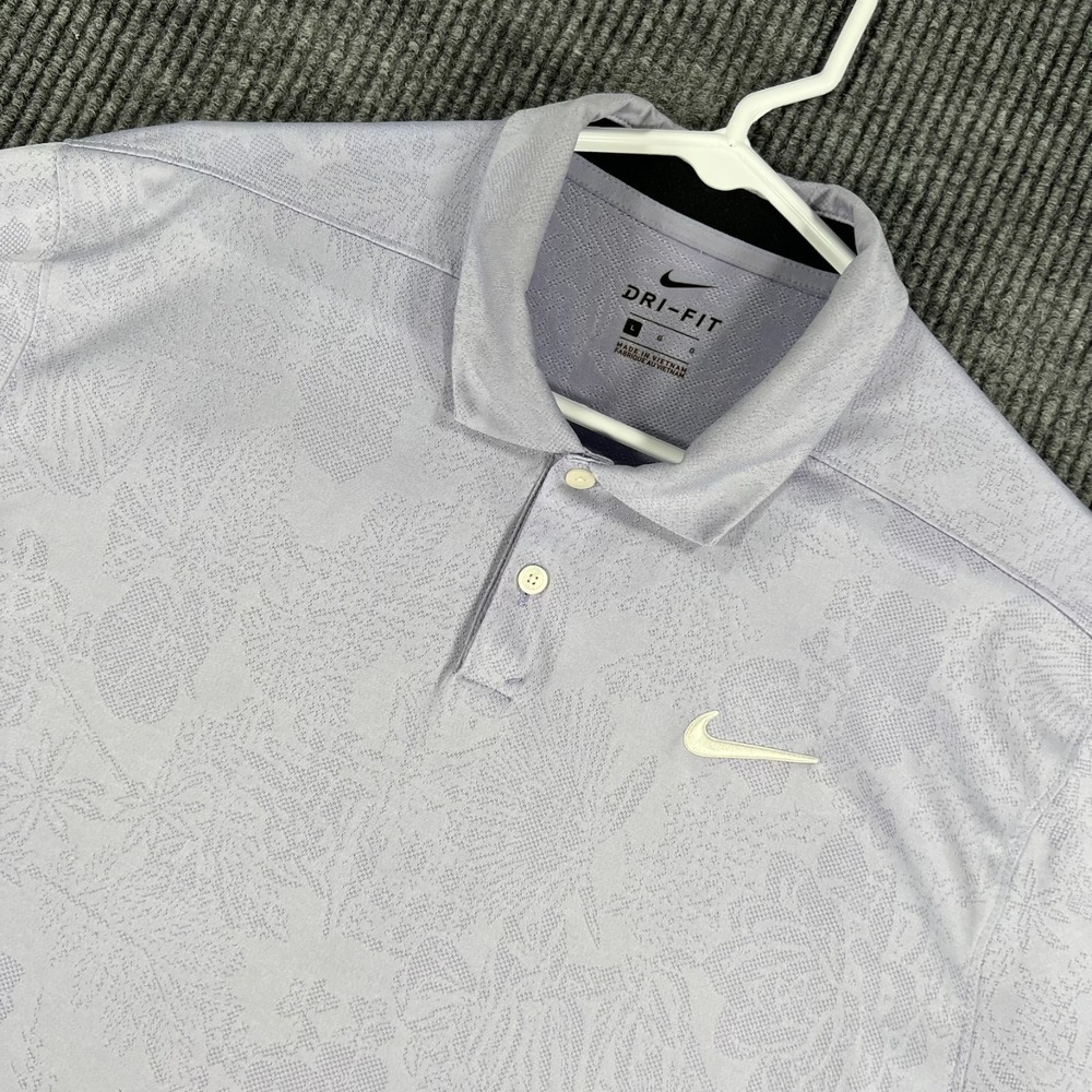 Nike Dri Fit Polo Shirt Mens Large Purple Short Sleeve Performance Golf Outdoor